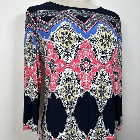 Donna Morgan Boho Shift Stretch Dress Multi Color Women's Size 8P - Picture 2 of 6